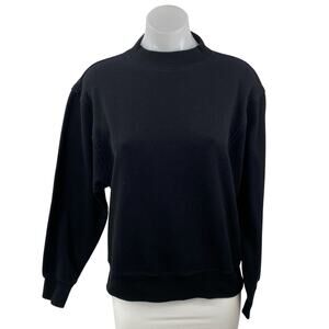 Alo Yoga Hazy Black Fleece Mock Neck Long Sleeve Sweater Sweatshirt Top Size XS